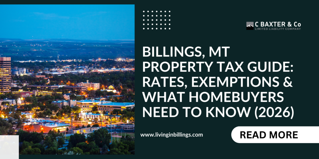Modern blog header with Billings skyline photo and guide title for 2026 billings mt property tax information