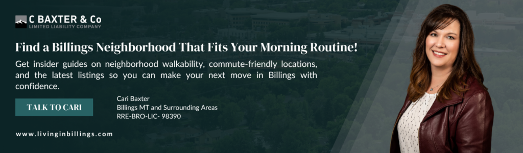 Cari Baxter real estate banner for finding homes near local coffee shops in Billings, MT