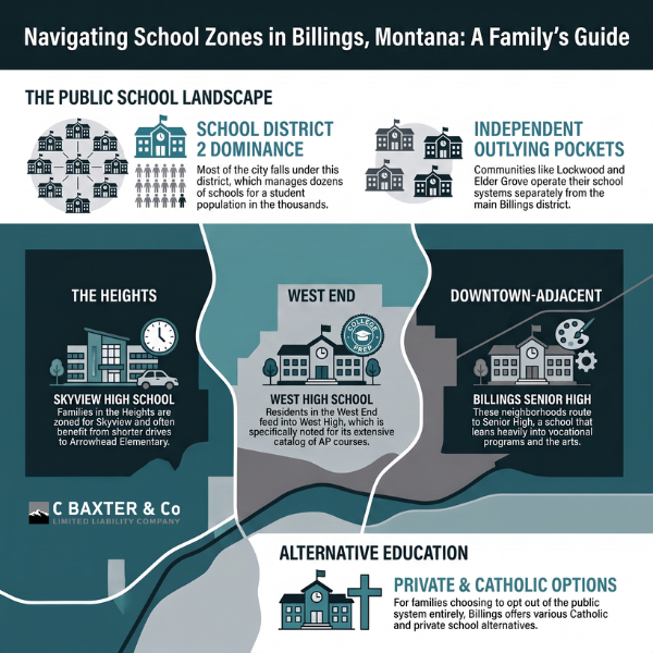 Infographic on school zones asking is Billings Montana a good place to live for raising a family