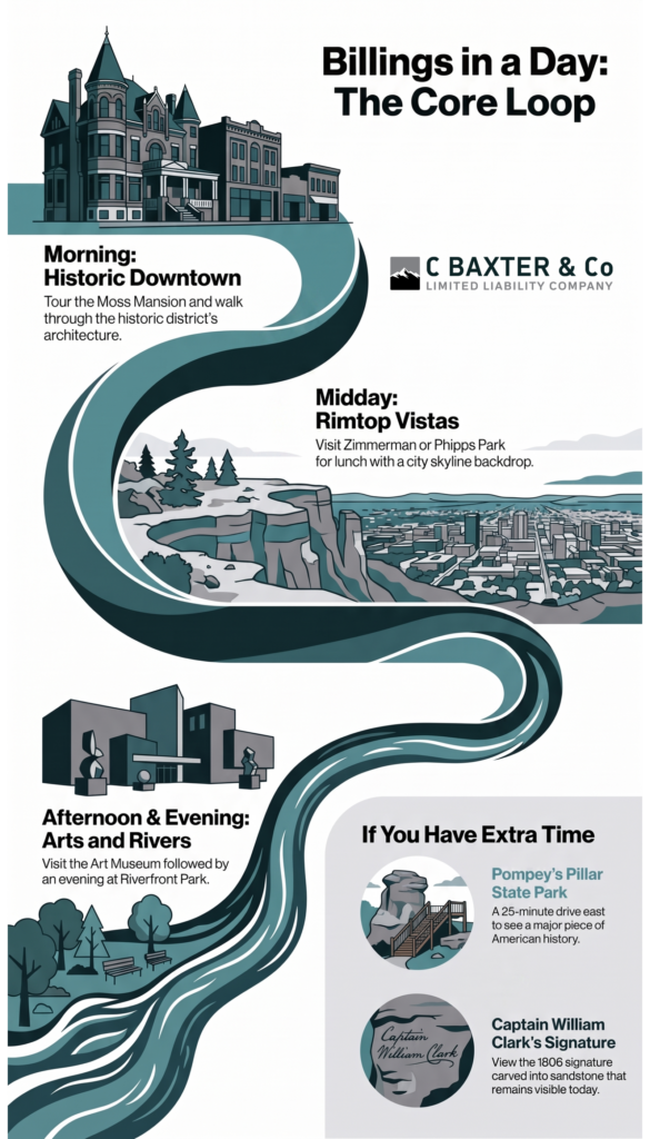 Infographic guide of the best things to do in Billings Montana in one day