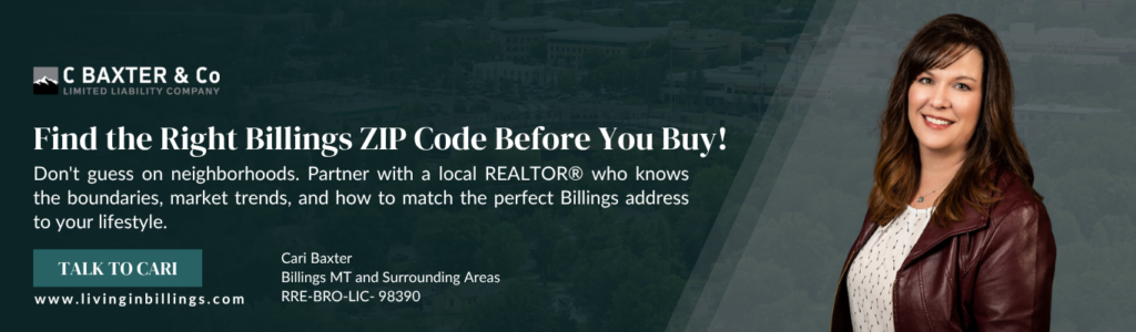 Cari Baxter REALTOR banner for Billings MT ZIP codes home search